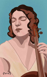 Woman with Cello Oil Painting - le d'ARTe