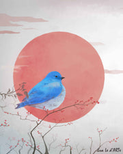 The Bluebird On Winterberry | Bird Oil Painting | Le d’ARTe