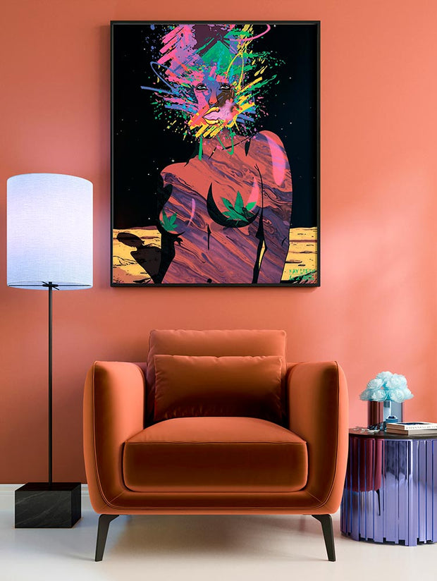 Euphoric Magnolia, Woman Portrait in Pop Art  Style, Oil Painting on Canvas, Modern Wall Art