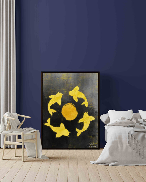 Gold Fish Art | Abstract Oil Painting - le d'ARTe