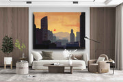 Urban Sunset | Modern Impressionism Oil Painting Canvas Wall Art, Room Decor | le d’ARTe