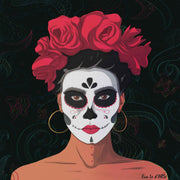 Memento Mori Mexican woman portrait, hand-painted, oil on canvas, Le d'ARTe