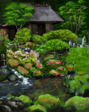 Nihon Teien painting, hand-painted, oil on canvas