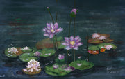 Nymphaea Water Lilies painting, hand-painted, oil on canvas