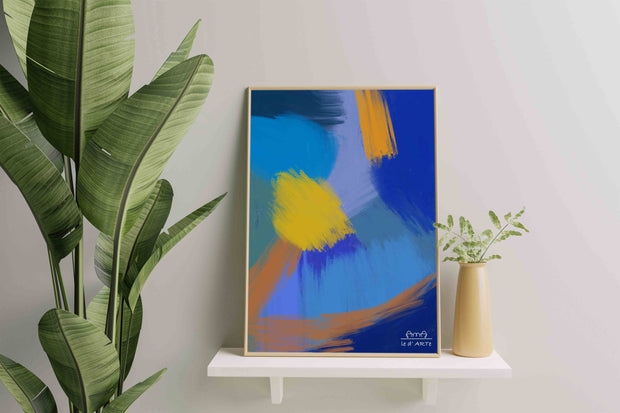 Blue and Yellow Abstract Art Oil Painting on Canvas | le d’ARTe