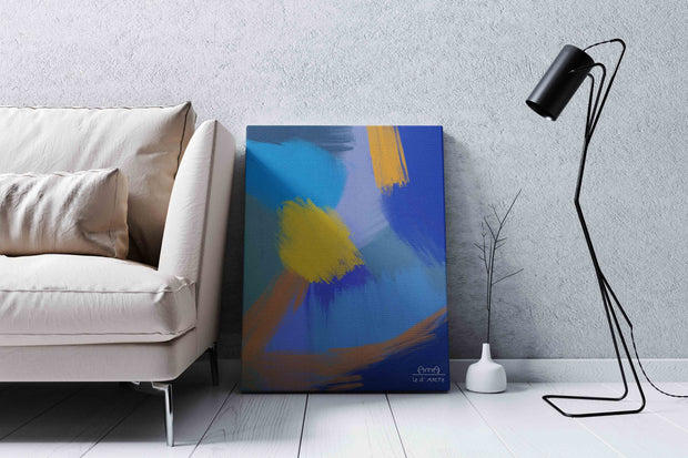 Blue and Yellow Abstract Art Oil Painting on Canvas | le d’ARTe