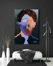 Abstract Face Art | Blue And Brown Abstract Oil Painting - le d'ARTe