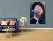 Abstract Face Art | Blue And Brown Abstract Oil Painting - le d'ARTe