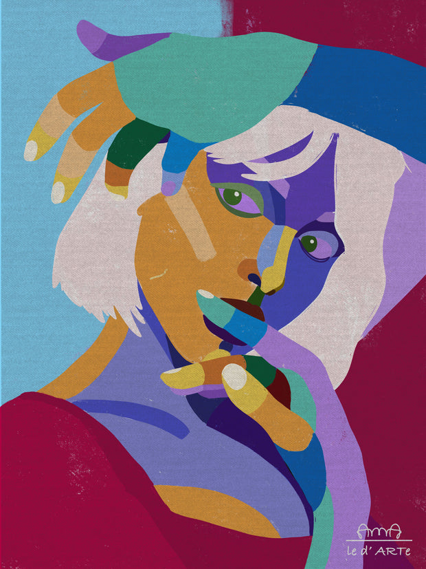 Colorful Lady | Blue Abstract Artwork - le d'ARTe