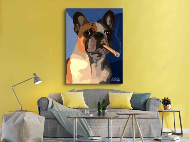 Dog Smoking Art Oil Painting | Anthropomorphic Artwork - le d'ARTe