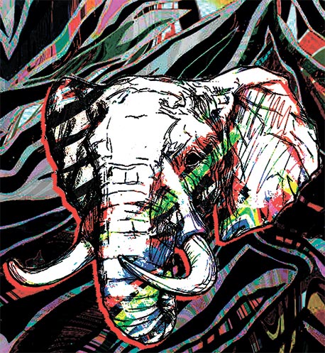 Elephant Oil Painting - le d'ARTe
