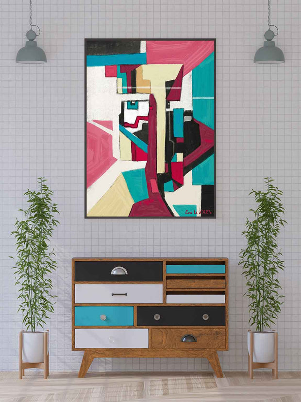 Geometrical Desires painting, hand-painted, oil on canvas, wall art