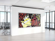 Natural Affection, Girls Kissing Figurative Oil Painting, Pop Art  Style, Oil Painting on Canvas, Modern Wall Art 