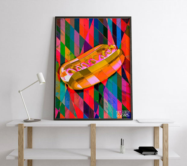 The Gold Dog Pop Art Oil Painting on Canvas, Modern Wall Art