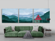 The House In The Mountains Landscape Oil Painting on canvas, Hand-painted Artwork