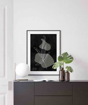 Minimalist Plant Original Painting | Black White Minimalist Abstract Oil Painting on Canvas | le d’ARTe