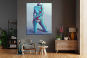 Modern Nude Art | Blue Figurative Oil Painting