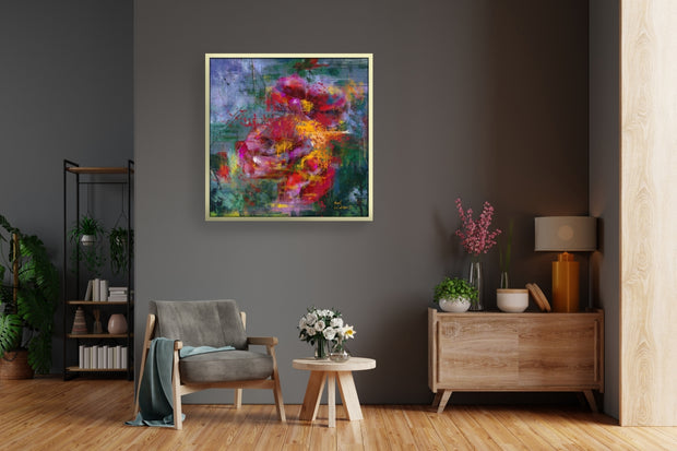 Red Anemone Flower painting, hand-painted, oil on canvas, wall art