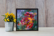 Red Anemone Flower painting, hand-painted, oil on canvas, framed painting