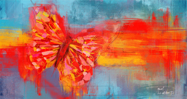 Abstract Red Butterfly Oil Painting - le d'ARTe