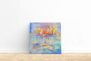 Sailboats painting, hand-painted, oil on canvas, wall art