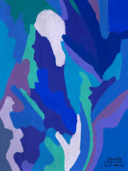 The Secret Sign | Blue Abstract Art Oil Painting | le d’ARTe