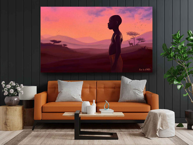 Seductive Sunset In Africa painting, hand-painted, oil on canvas, living room wall art, Le d'ARTe