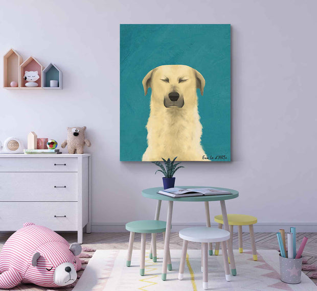 Street Dog In Meditation painting, hand-painted, oil on canvas, kids room wall art, Le d'ARTe