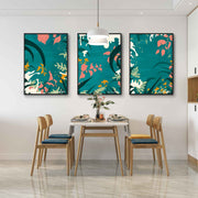 Triptych Breathing Leaves painting, hand-painted, oil on canvas, dinning room wall art, Le d'ARTe