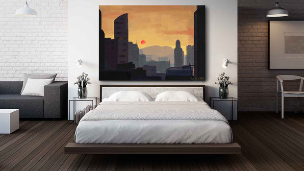 Urban Sunset | Modern Impressionism Oil Painting Canvas Wall Art, Room Decor | le d’ARTe