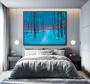 Winter Forest Landscape Painting | Nature Wall Art