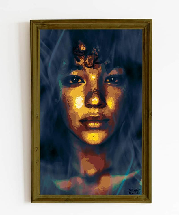 Woman Golden Face Painting | Modern Portrait | le d’ARTe