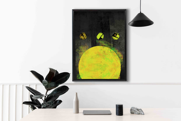 Yellow and Black Abstract Oil Painting on Canvas | Le d’ARTe